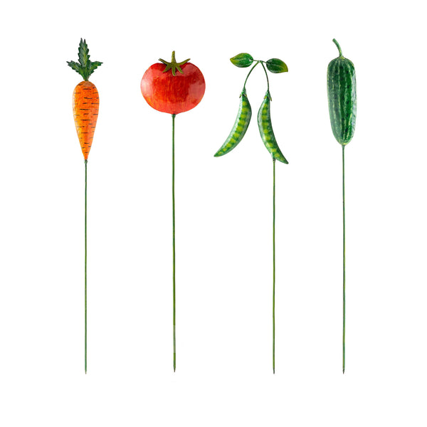 Plow & Hearth Vegetable Shaped Metal Plant Stakes Set Of 4