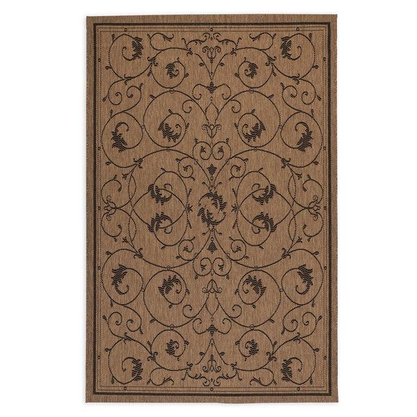 plow & hearth Veranda Scroll Indoor/Outdoor Rug 5'10"x 9'2"
