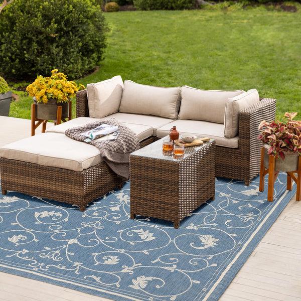 Plow & Hearth Veranda Scroll Indoor/Outdoor Rug 7'6"x 10'9"