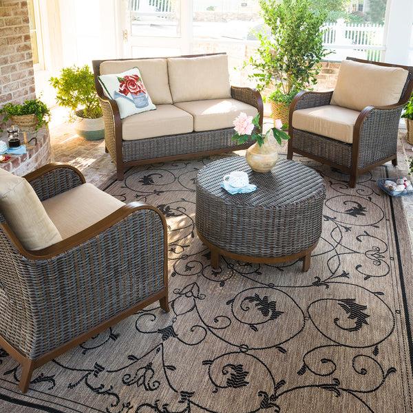 plow & hearth Veranda Scroll Indoor/Outdoor Rug 7'6"x 10'9"