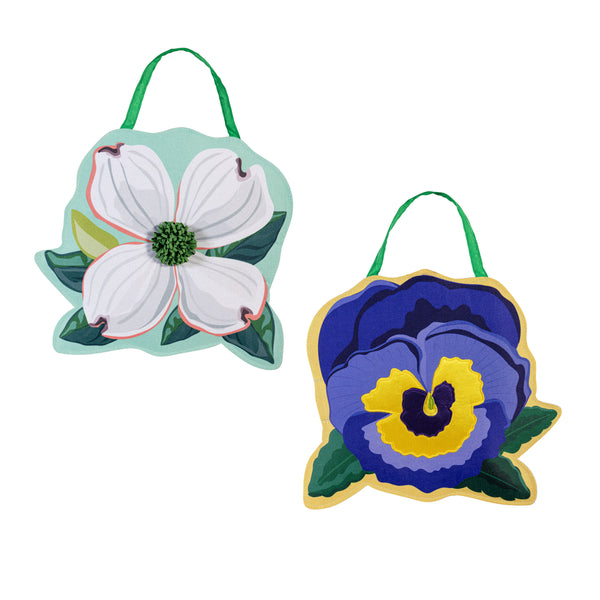 Plow & Hearth Vibrant Pansies & Dogwood Blossom Door Decor
