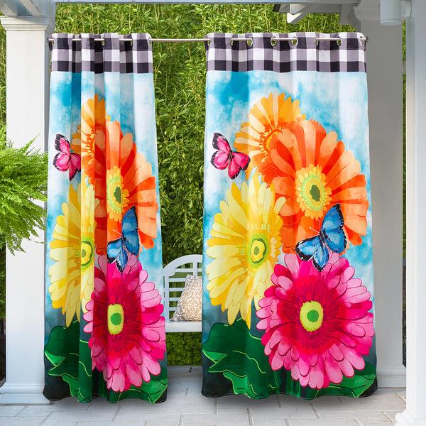 plow & hearth Vibrant Suede Outdoor Curtains Set of 2