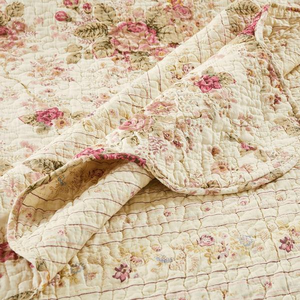 Plow & Hearth Vintage Rose Garden Quilt 2 Piece Twin Set