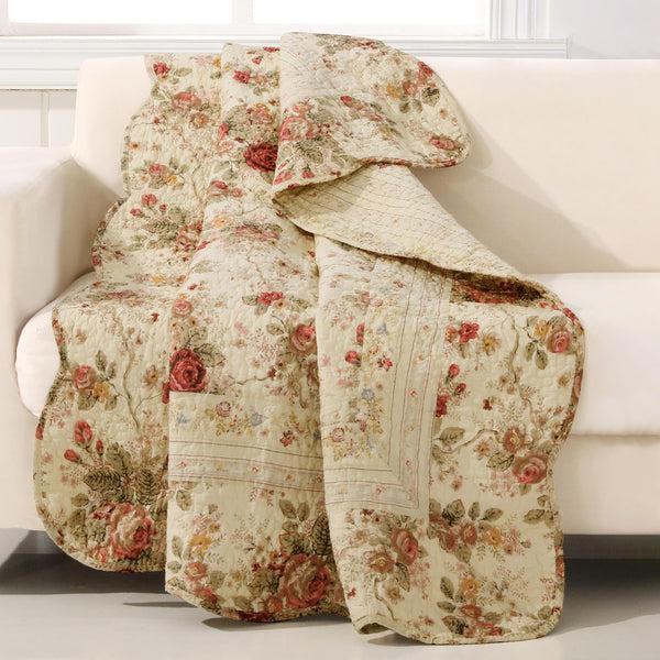 plow & hearth Vintage Rose Garden Quilt 60"L x 50"W Throw