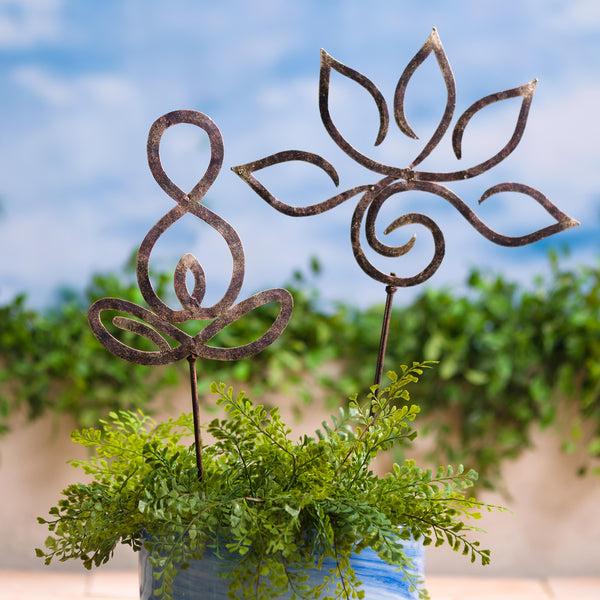 Plow & Hearth VivaStyle Garden Stake Zen Symbols Metal Garden Stake Lotus