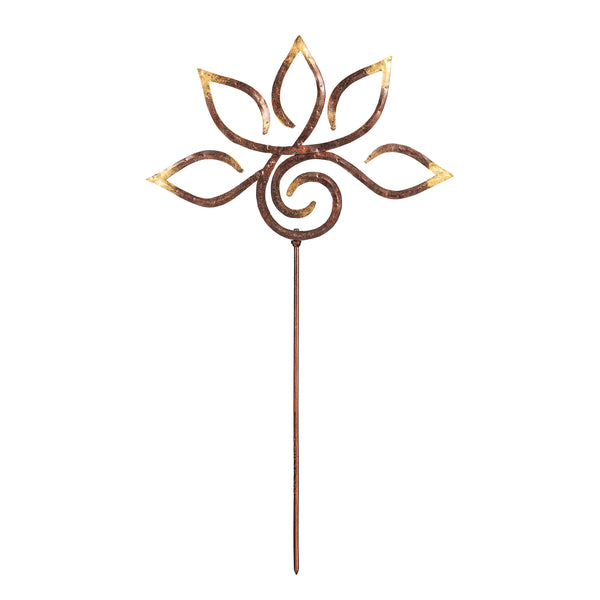 plow & hearth VivaStyle Garden Stake Zen Symbols Metal Garden Stake Lotus