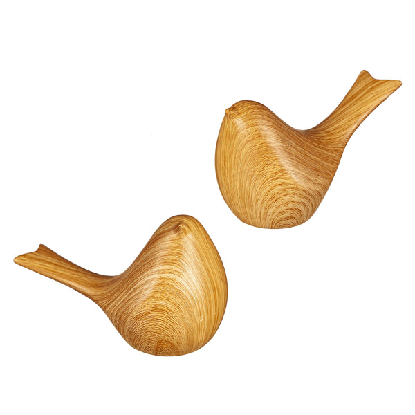 plow & hearth VivaStyle Garden Statue Ceramic Wood Look Bird Statue Set of 2