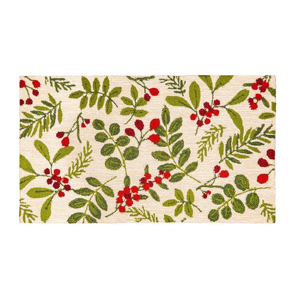 Plow & Hearth VivaStyle Hooked Rug 24" X 42" Festive Foliage