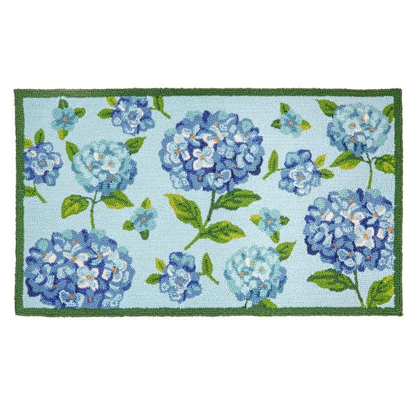 Plow & Hearth VivaStyle Indoor/Outdoor Hooked Rug 24"x42" Hydrangea Haven