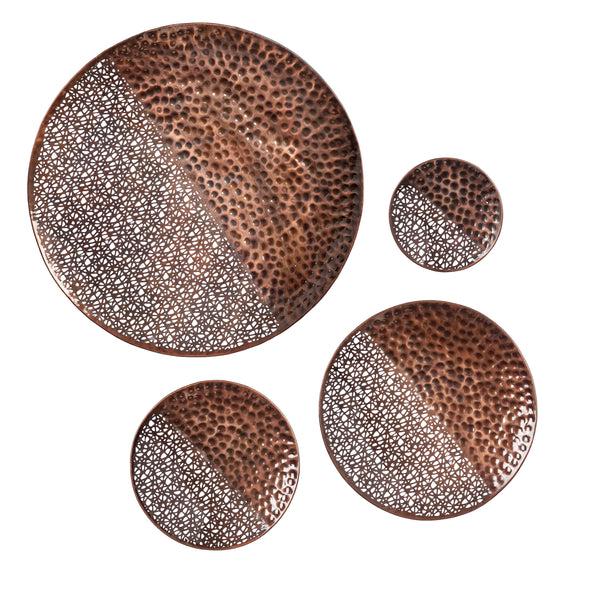 plow & hearth VivaStyle Indoor Wall Décor Metal Hammered Round Circles Set of 4