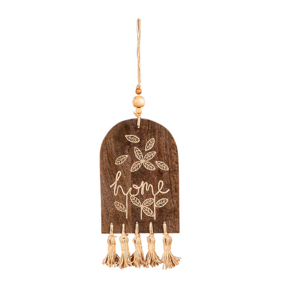 Plow & Hearth VivaStyle Indoor Wall Décor Wood Mango Wood With Jute Wall Sign 23" H