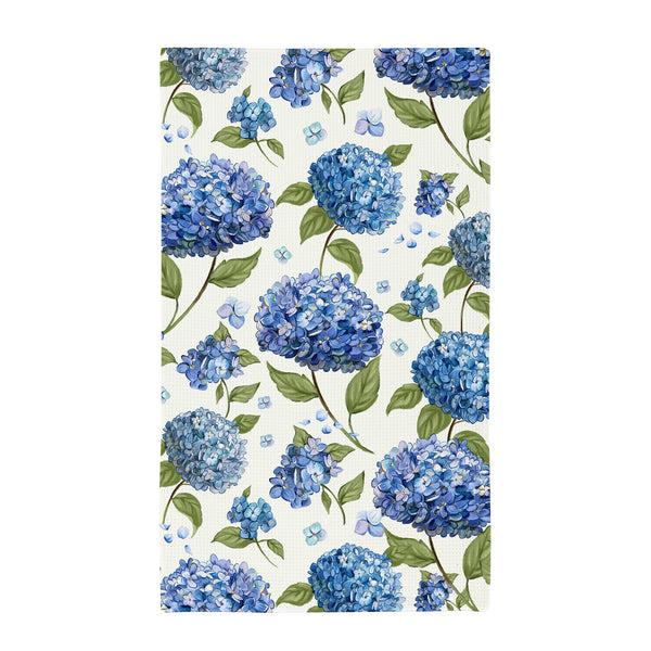 Plow & Hearth VivaStyle Kitchen Towel Quick Dry Waffle Weave Double-Sided Hydrangea 30"L X 18"W