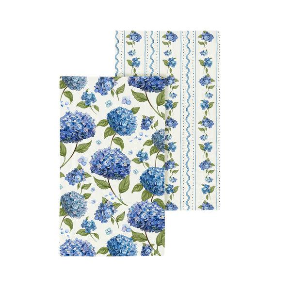plow & hearth VivaStyle Kitchen Towel Quick Dry Waffle Weave Double-Sided Hydrangea 30"L x 18"W