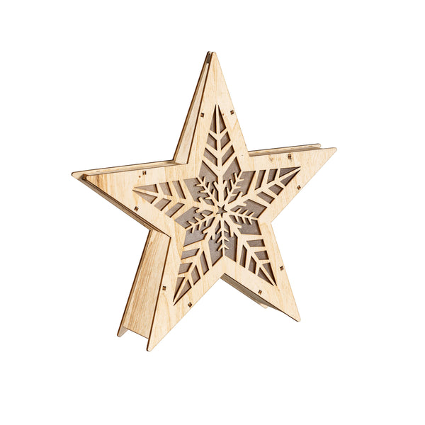 Plow & Hearth VivaStyle LED Table Decor LED Wood Table Decor Star 10.4"H