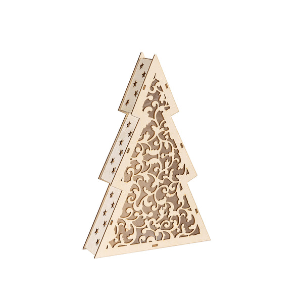 Plow & Hearth VivaStyle LED Table Decor LED Wood Table Decor Tree 14.5"H
