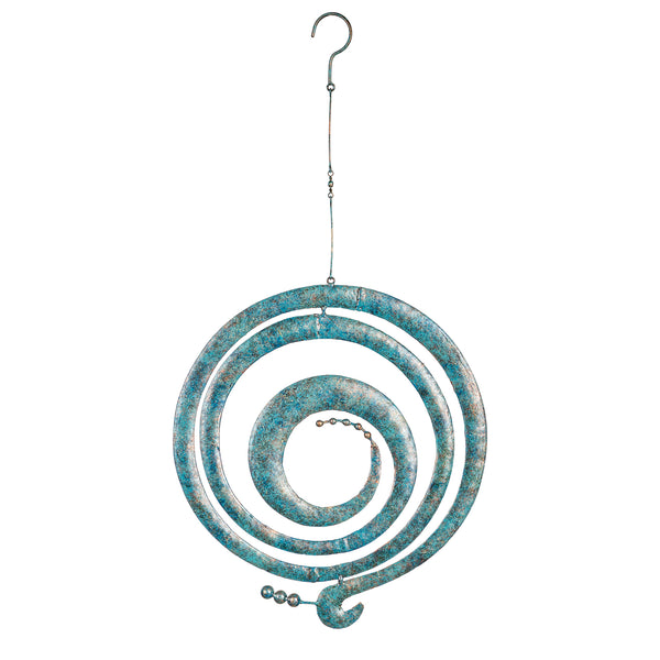 Plow & Hearth VivaStyle Outdoor Hanging Décor Metal Distressed Blue Circle Hanging Décor