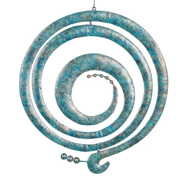 Plow & Hearth VivaStyle Outdoor Hanging Décor Metal Distressed Blue Circle Hanging Décor