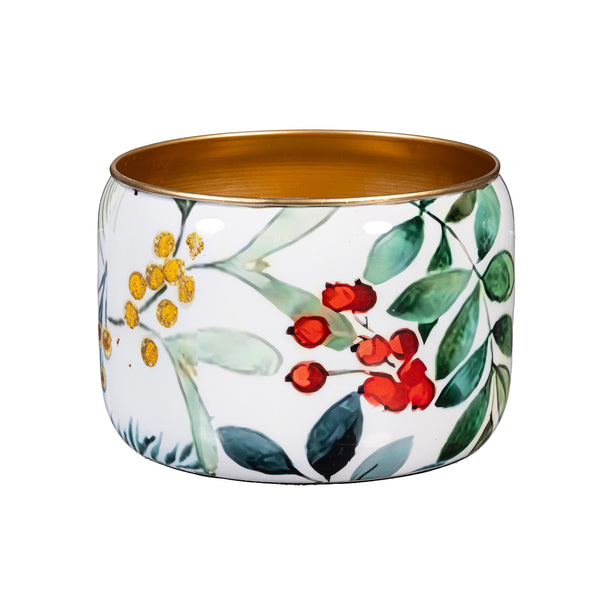 Plow & Hearth VivaStyle Planter Metal Printed Planters Festive Foliage 8"H Set Of 2