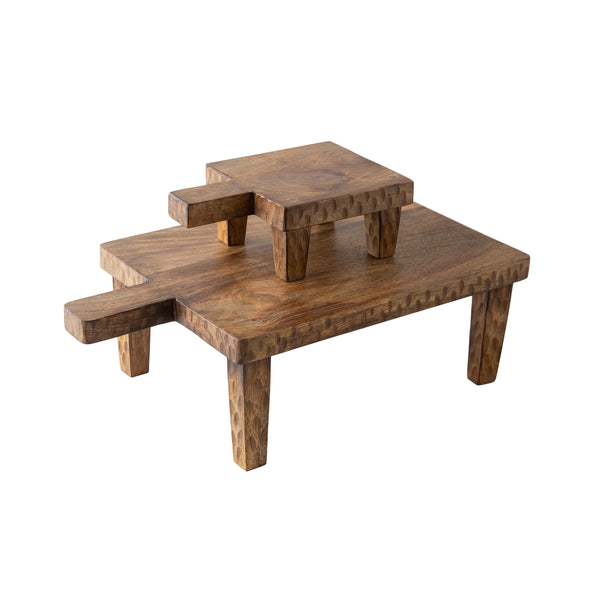 Plow & Hearth VivaStyle Serving Board Wood Serving Board With Legs Set Of 2