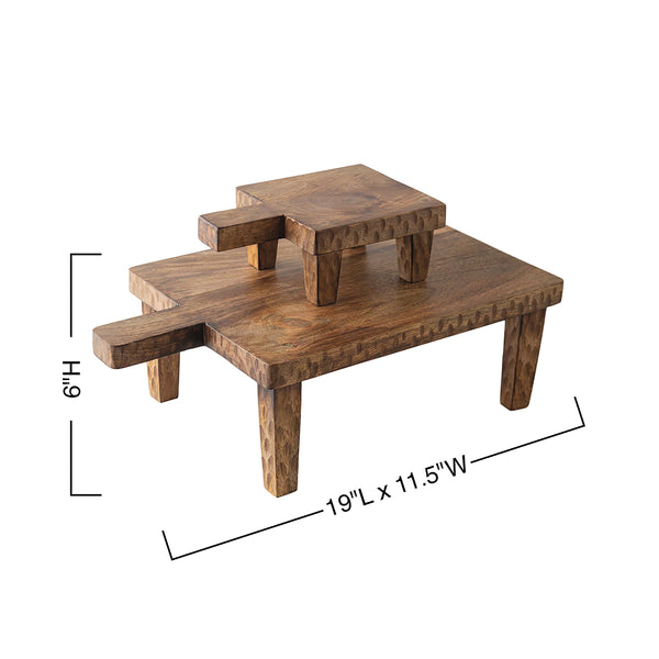 Plow & Hearth VivaStyle Serving Board Wood Serving Board With Legs Set Of 2