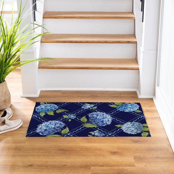 Plow & Hearth VivaStyle Washable Mat 24"Lx36"H Hydrangea Haven