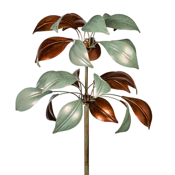Plow & Hearth VivaStyle Wind Spinner Verdigris & Copper Leaf 96"H