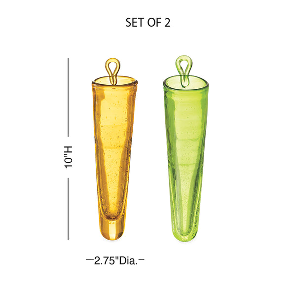 Plow & Hearth Wall Mount Cylinder Glass Decorative Vases Set Of 2