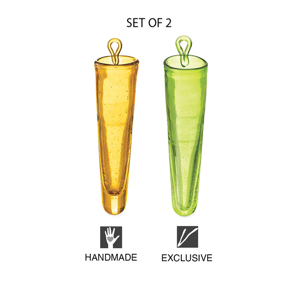 Plow & Hearth Wall Mount Cylinder Glass Decorative Vases Set Of 2