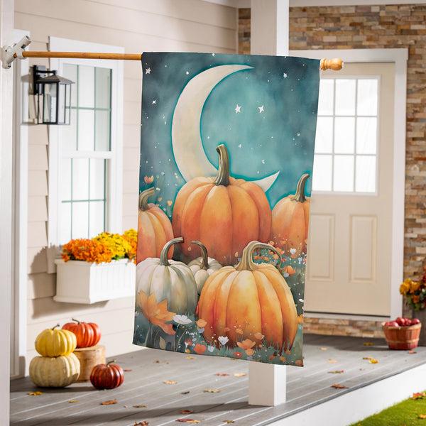 Plow & Hearth Watercolor Pumpkin Patch Suede House Flag