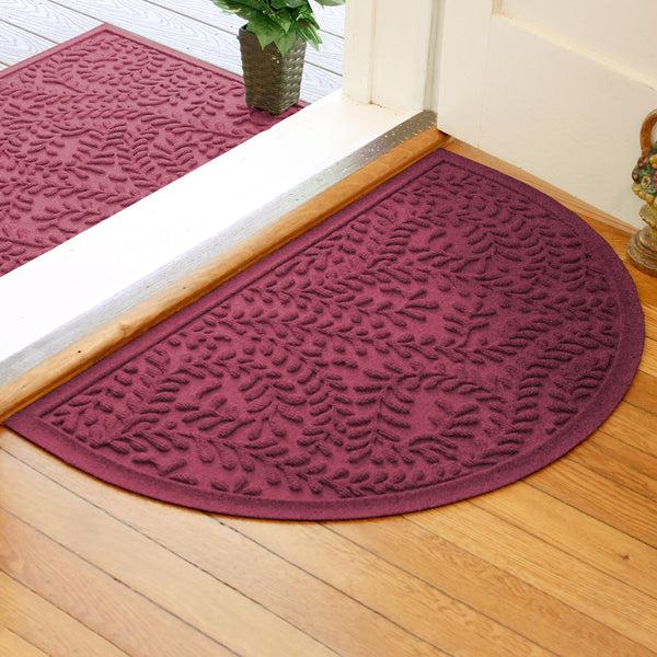plow & hearth Waterhog Indoor/Outdoor Leaves Half-Round Doormat 24" x 39"