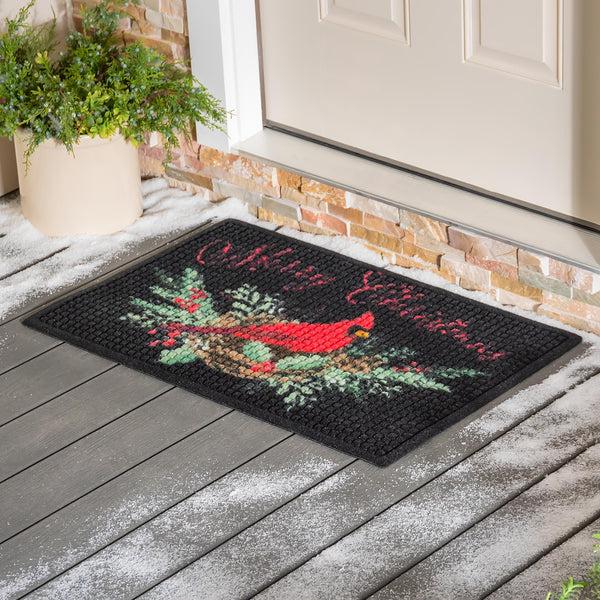 Plow & Hearth Waterhog Merry Christmas Cardinal Indoor/Outdoor Doormat 2' X 3'