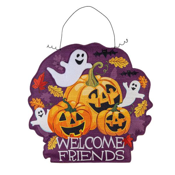 Plow & Hearth Welcome Friends Of Fall/Halloween Double Sided Estate Door Décor