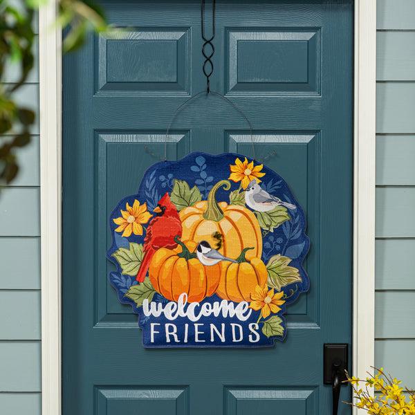 plow & hearth Welcome Friends of Fall/Halloween Double Sided Estate Door Décor