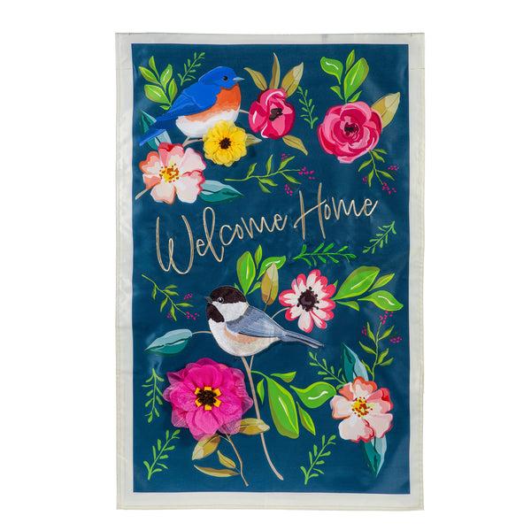 Plow & Hearth Welcome Home Songbirds Applique House Flag