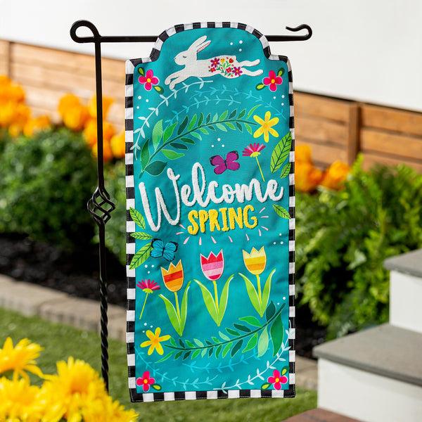 plow & hearth Welcome Spring Bunny Everlasting Impression Textile Décor