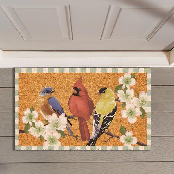 plow & hearth What She Shed Bird Bunch Coir Mat 30"x18"