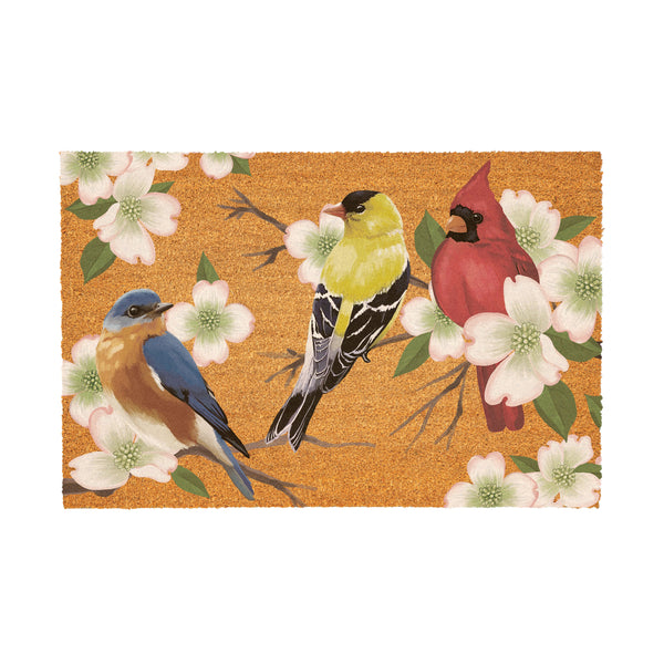 Plow & Hearth What She Shed Bird Bunch Coir Mat 36"x24"