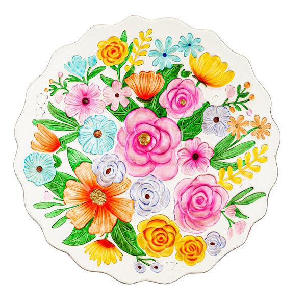 Plow & Hearth What She Shed Birdbath Glass Bundle Of Flowers 18"