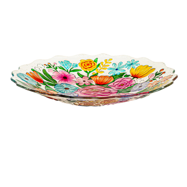 Plow & Hearth What She Shed Birdbath Glass Bundle Of Flowers 18"