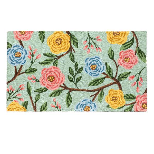 Plow & Hearth What She Shed Bloom Indoor/Outdoor Hooked Rug 24"x42"