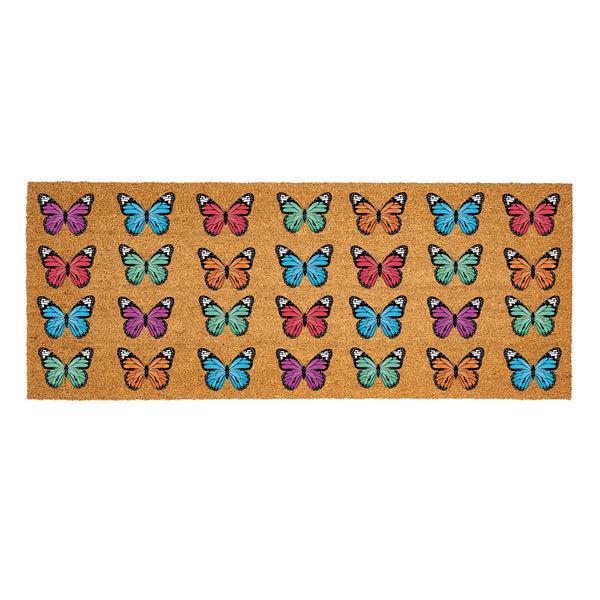 Plow & Hearth What She Shed Butterfly Family Coir Mat 60"x24"
