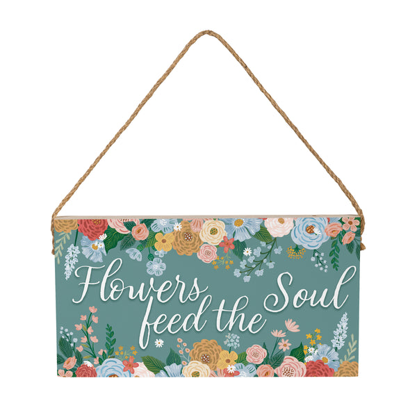 Plow & Hearth What She Shed Garden Decor Hanging Sign Floral Birds 11" L X 6" H