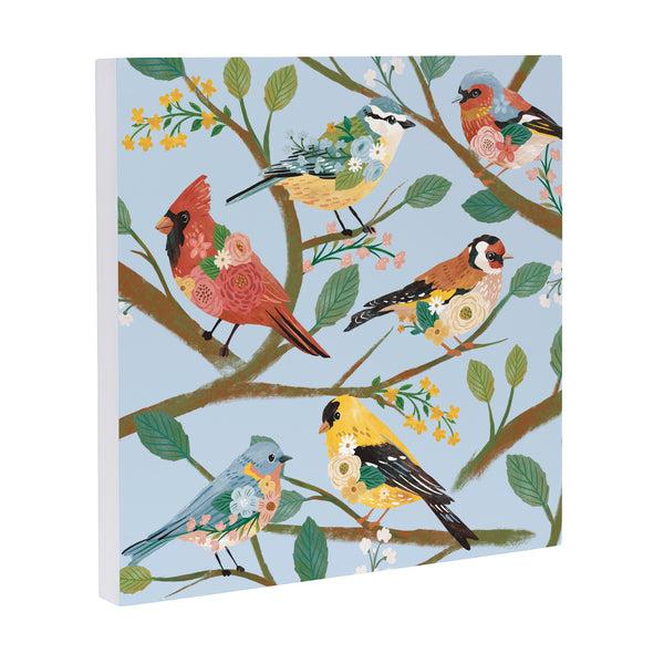 Plow & Hearth What She Shed Indoor Wall Decor Floral Birds 12" L X 12" H