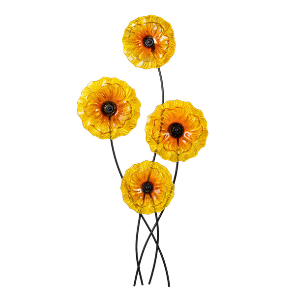 Plow & Hearth What She Shed Indoor Wall Decor Glass & Metal Sunflower Wall Art
