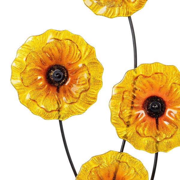 Plow & Hearth What She Shed Indoor Wall Decor Glass & Metal Sunflower Wall Art