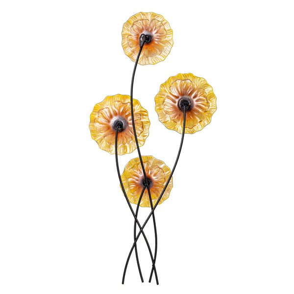 Plow & Hearth What She Shed Indoor Wall Decor Glass & Metal Sunflower Wall Art