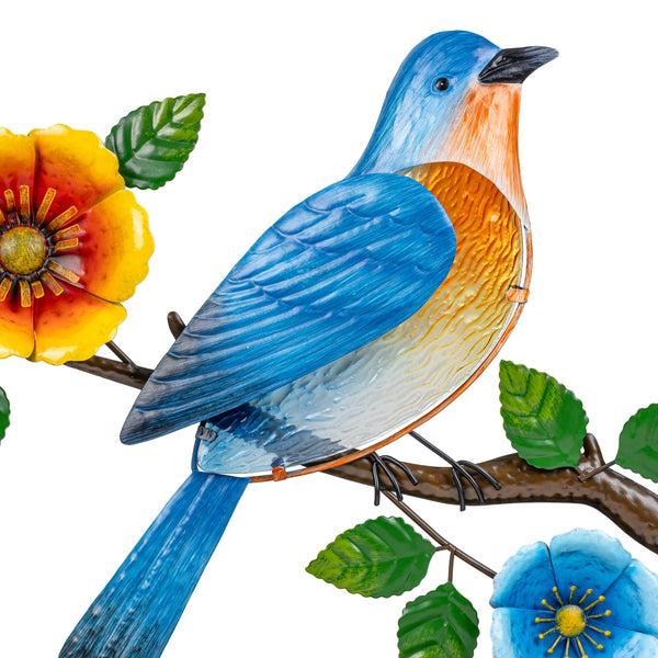Plow & Hearth What She Shed Indoor Wall Decor Metal & Glass Bird On Branch Wall Art