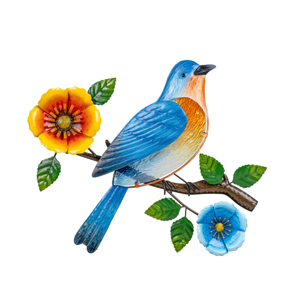 Plow & Hearth What She Shed Indoor Wall Decor Metal & Glass Bird On Branch Wall Art