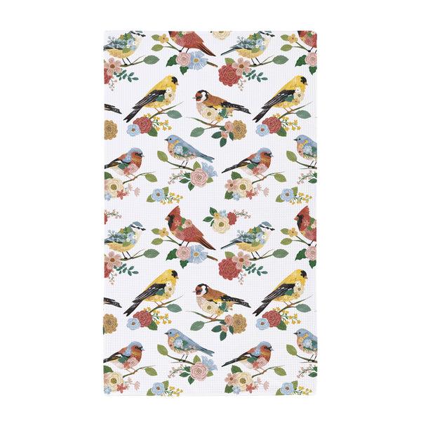 Plow & Hearth What She Shed Kitchen Towel Quick Dry Waffle Weave Double-Sided Birds 30"L X 18"W
