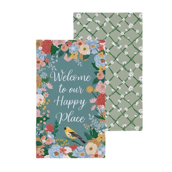 plow & hearth What She Shed Kitchen Towel Quick Dry Waffle Weave Double-Sided Home 30"L x 18"W